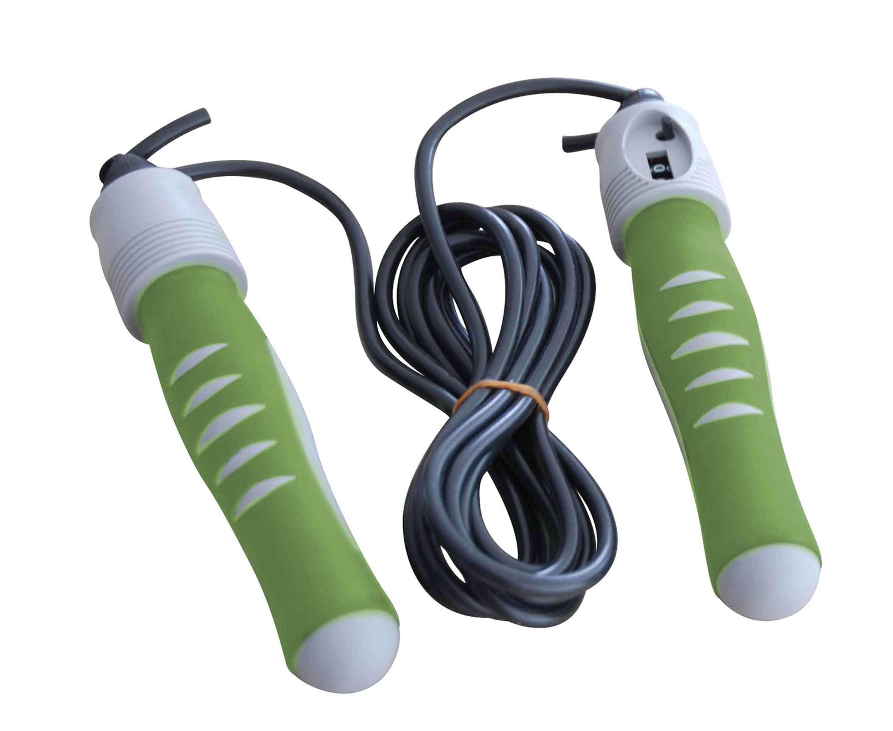 TUNTURI Springtouw - Sport springtouw - Fitness springtouw -- Met Teller - Grijs/Groen