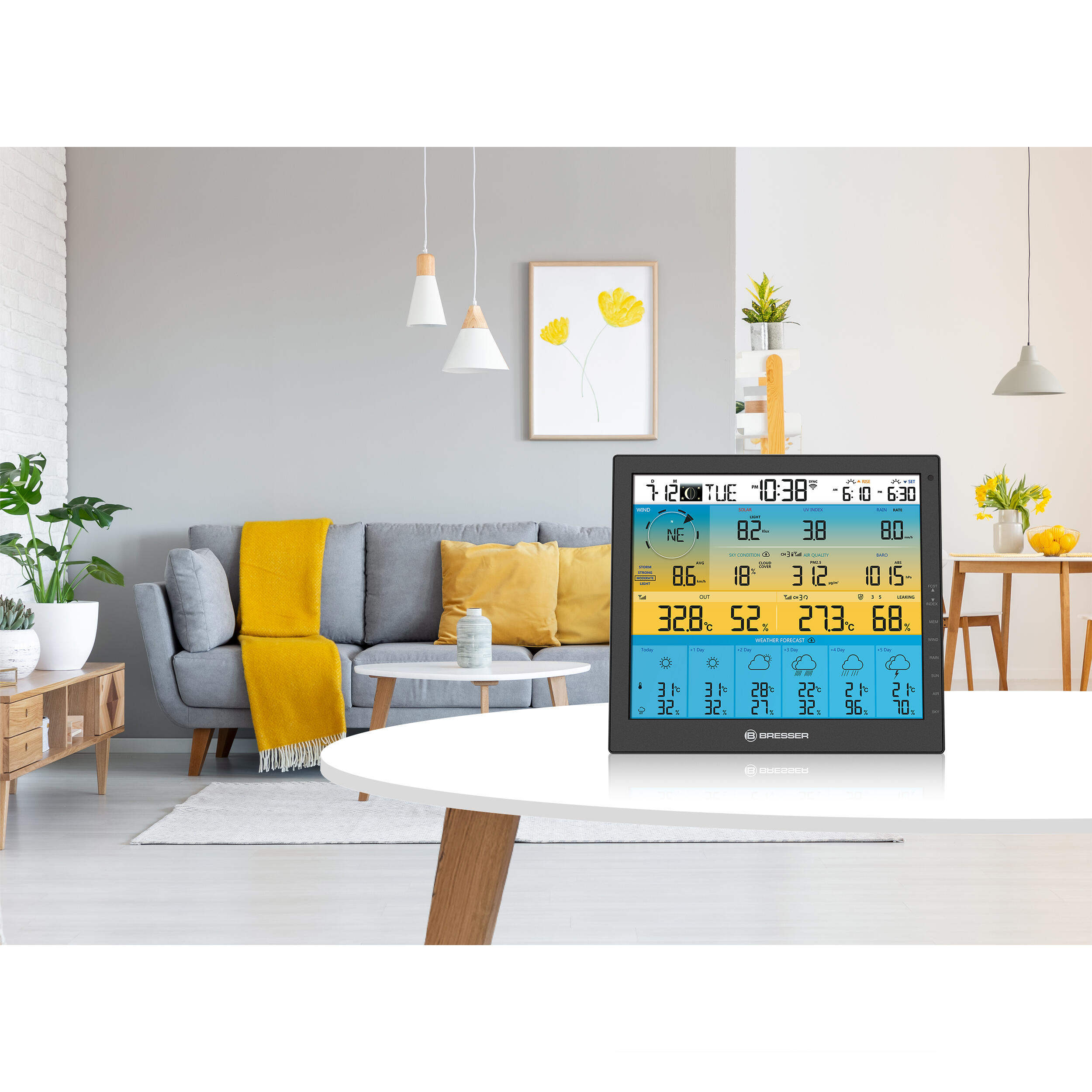 Centrum pogodowe BRESSER 4CAST PRO SF Wi-Fi z 6-dniową prognozą pogody i solarny 4/7
