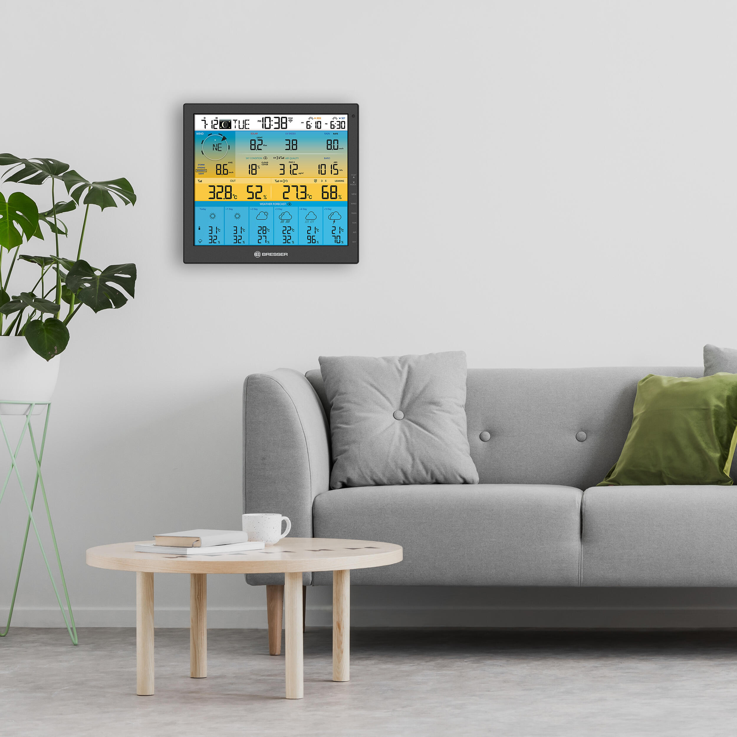 Centrum pogodowe BRESSER 4CAST PRO SF Wi-Fi z 6-dniową prognozą pogody i solarny 5/7