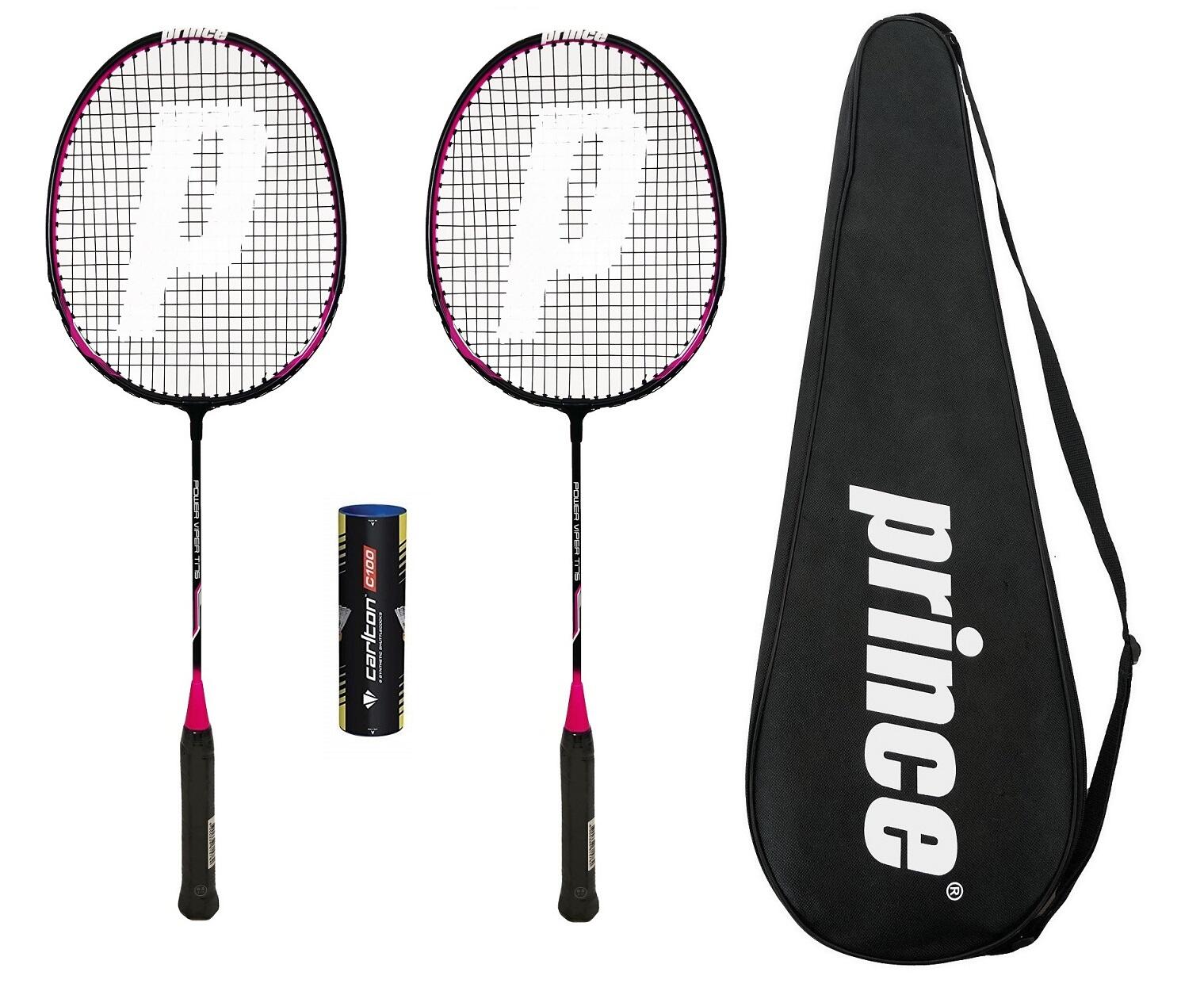 Prince Power Viper Badminton Racket Twin Set, Covers & 6 Shuttles 1/3