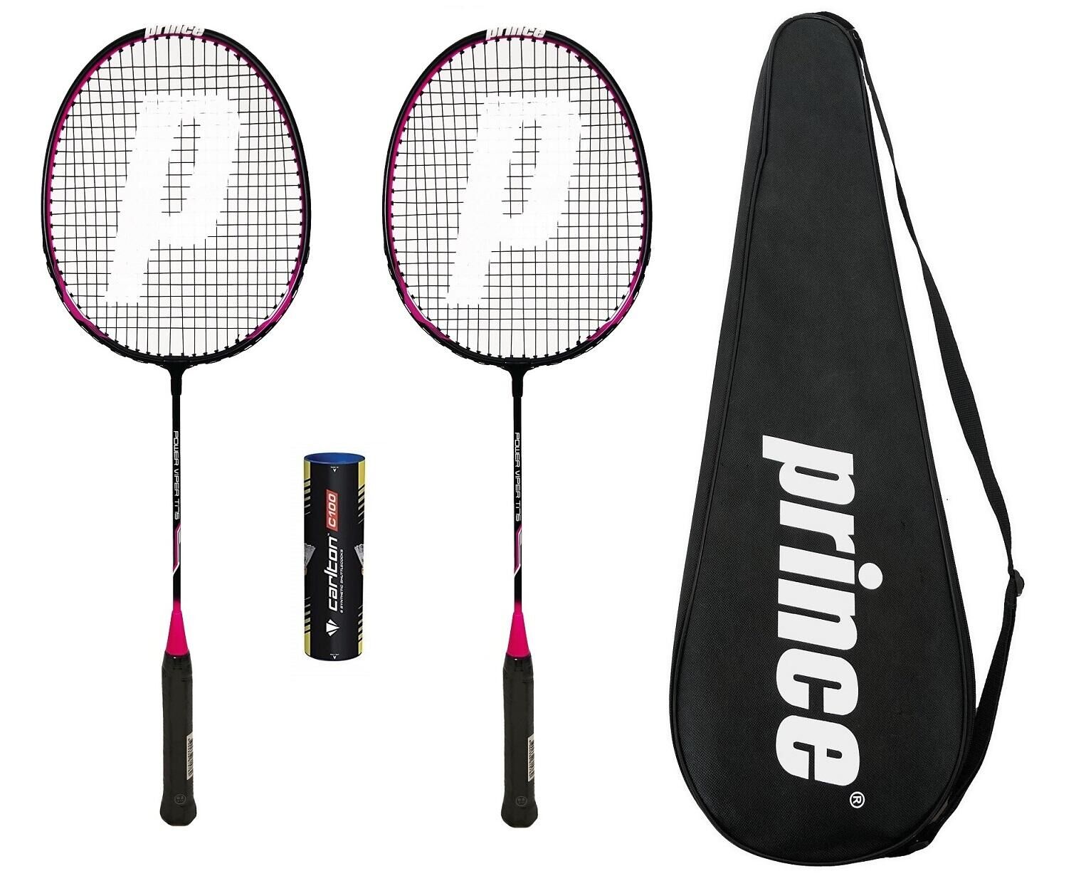 PRINCE Prince Power Viper Badminton Racket Twin Set, Covers & 6 Shuttles