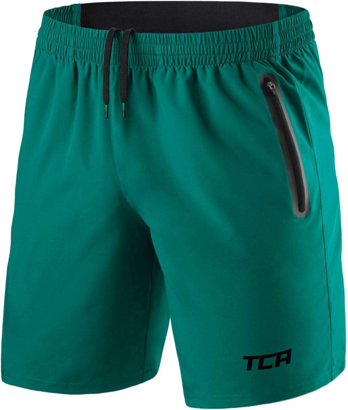 TCA Men's Elite Tech Lightweight Running Shorts with Zip Pockets - Viridian