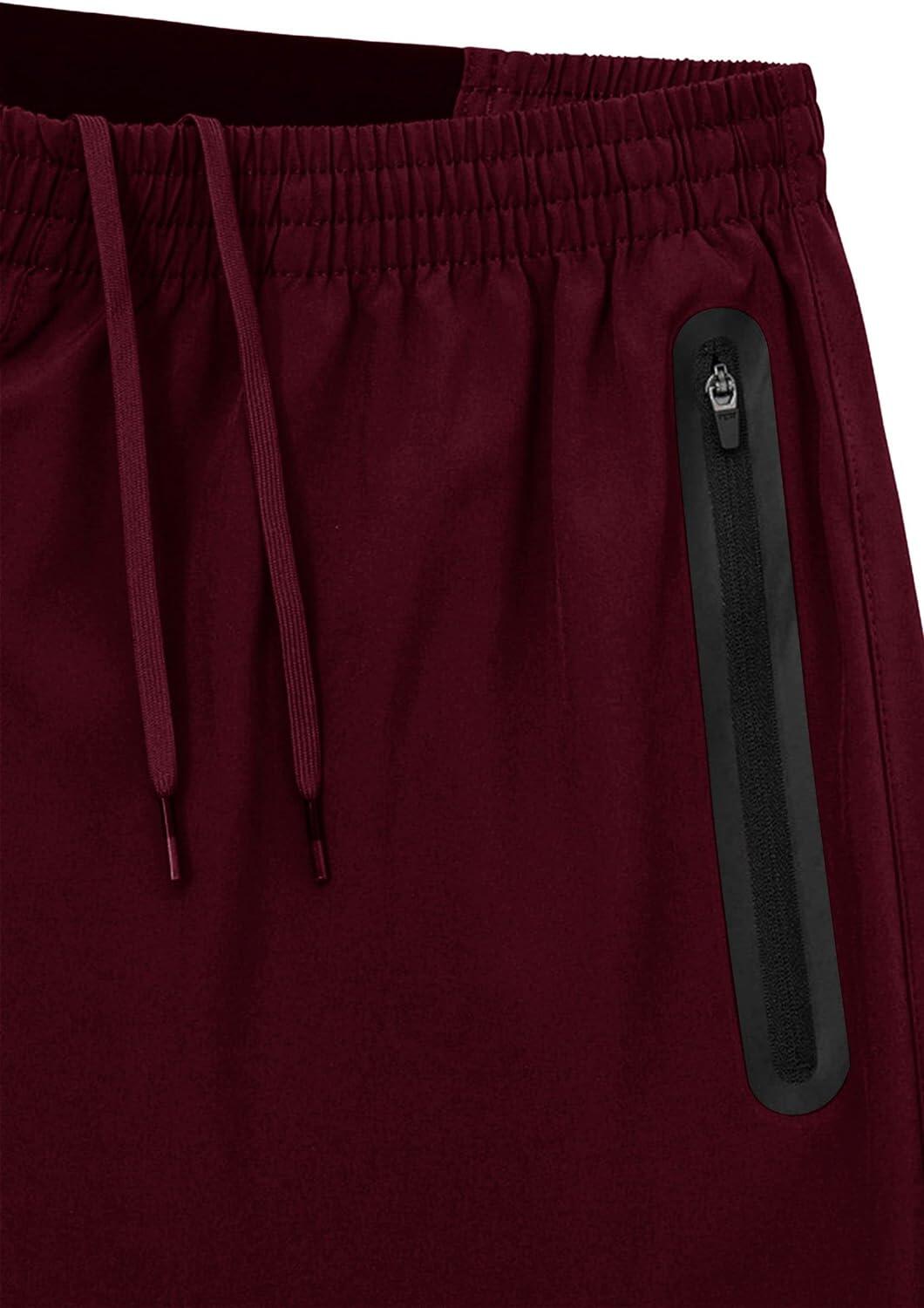 Men's Elite Tech Lightweight Running Shorts with Zip Pockets - Maroon 3/6