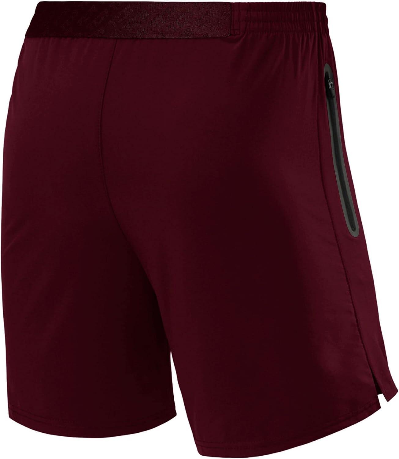 Men's Elite Tech Lightweight Running Shorts with Zip Pockets - Maroon 2/6