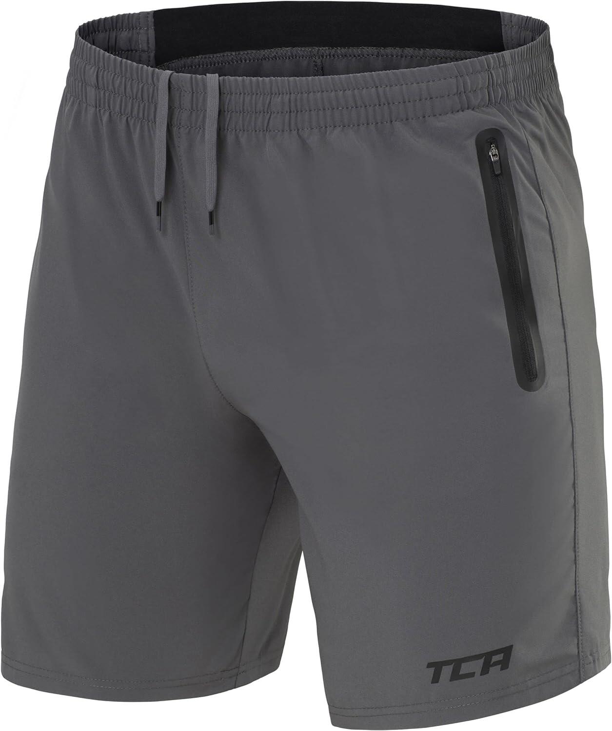 TCA Men's Elite Tech Lightweight Running Shorts with Zip Pockets - Asphalt