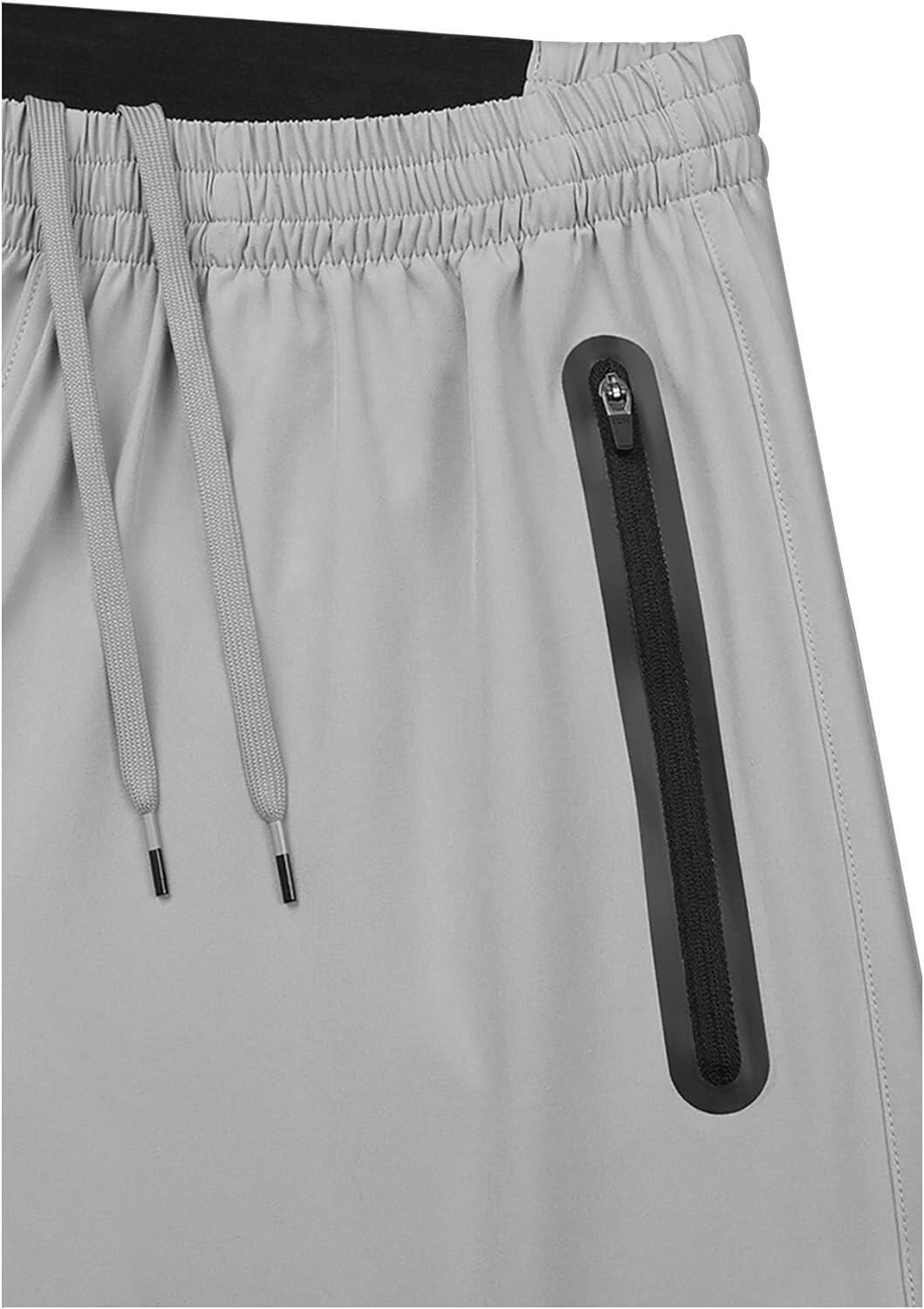 Men's Elite Tech Lightweight Running Shorts with Zip Pockets - Cool Grey/Black 3/6