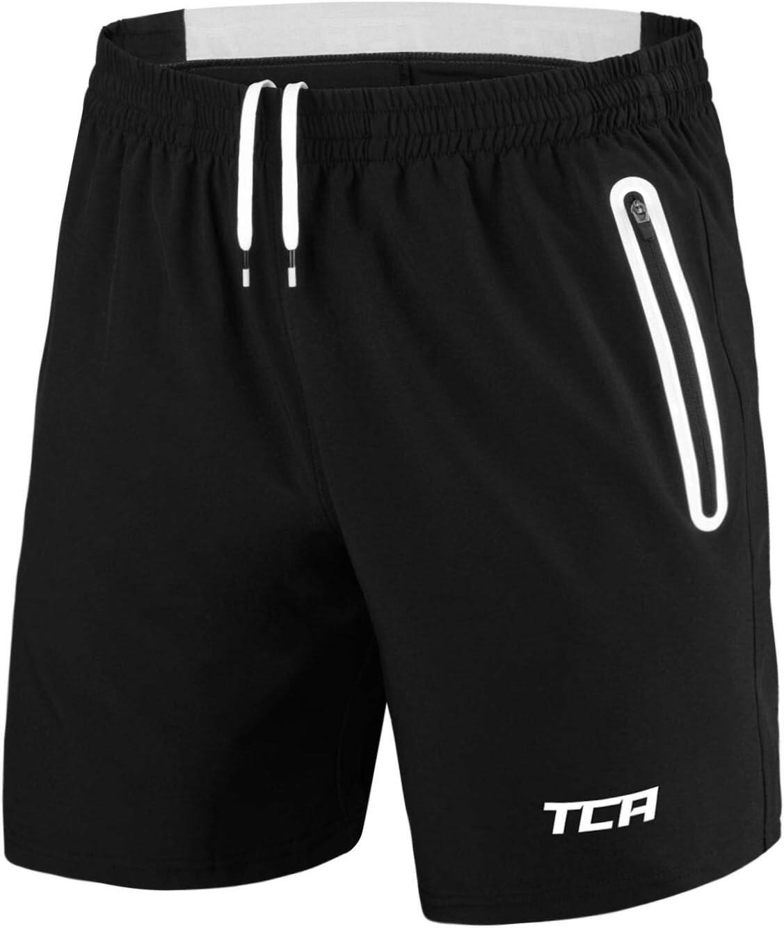 Men's Elite Tech Lightweight Running Shorts with Zip Pockets - Black/White 1/6