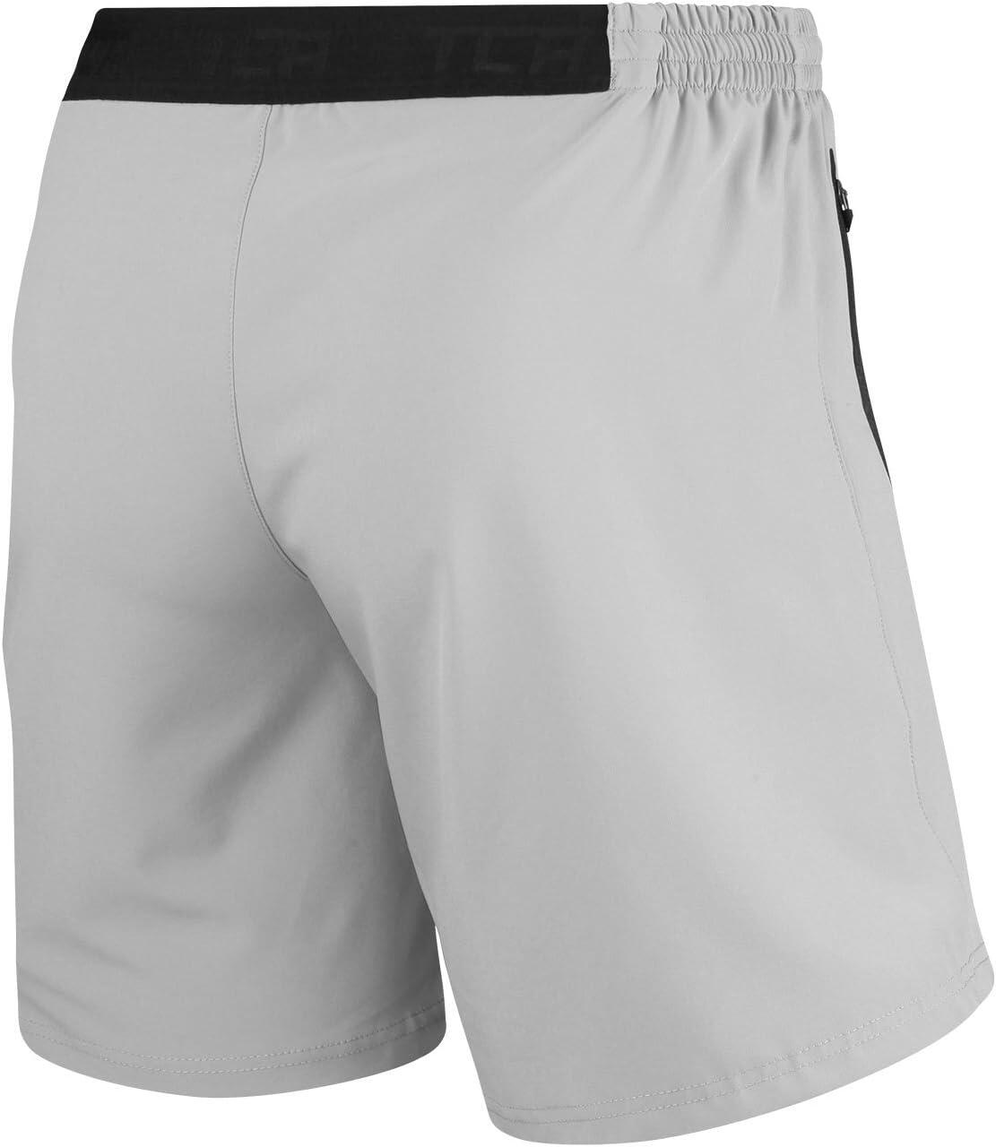 Men's Elite Tech Lightweight Running Shorts with Zip Pockets - Cool Grey/Black 2/6