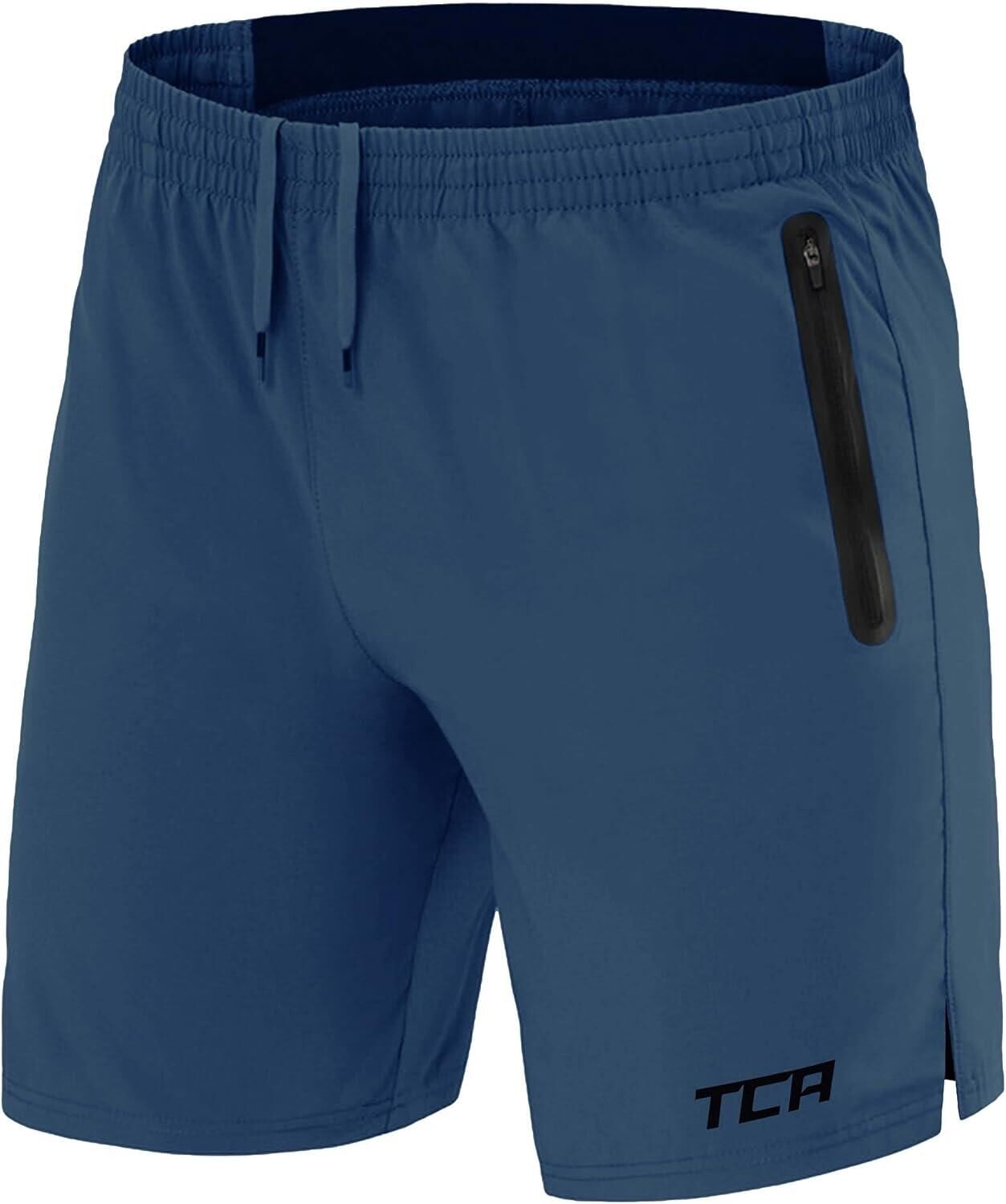 TCA Men's Elite Tech Lightweight Running Shorts with Zip Pockets - Iron Blue