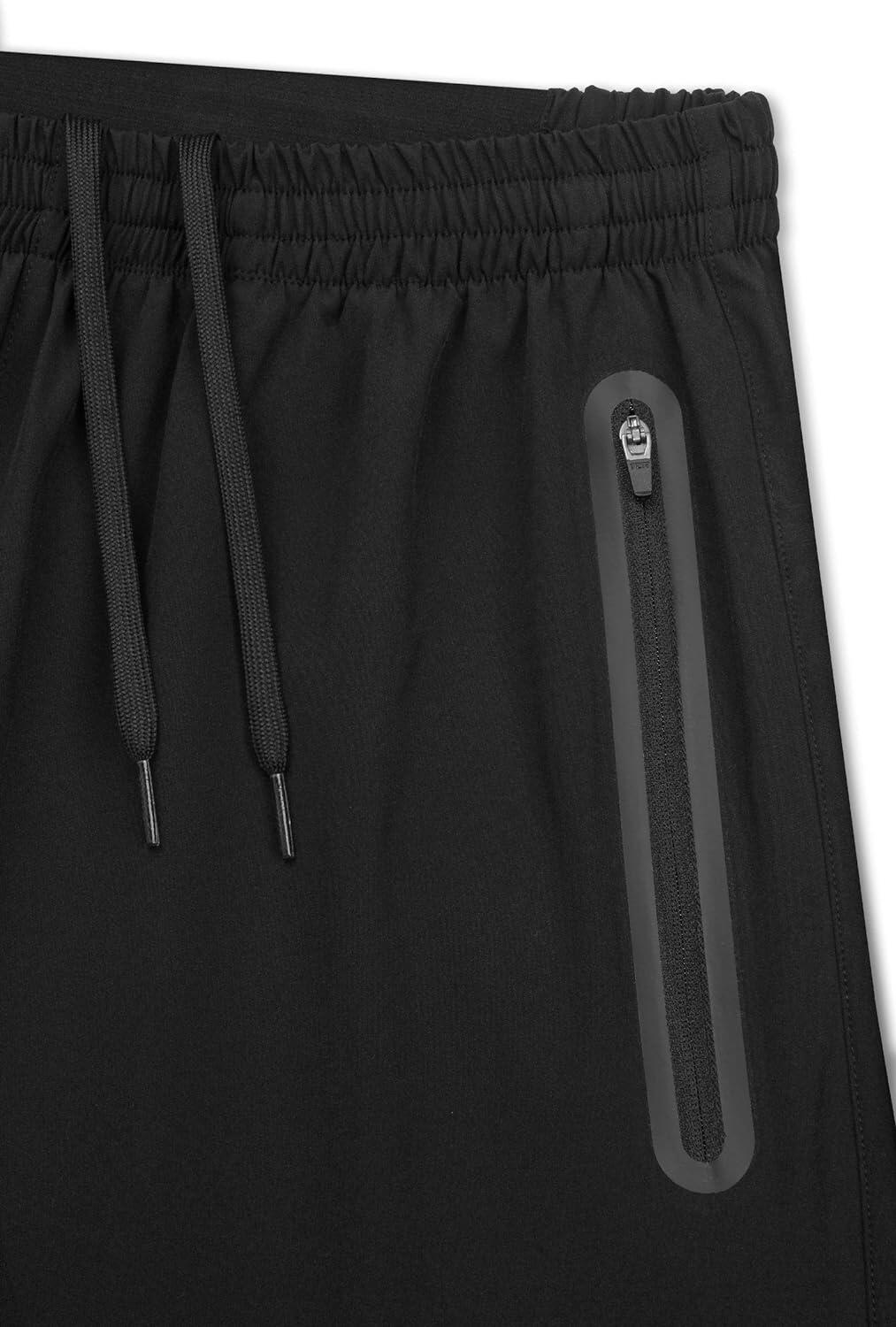 Men's Elite Tech Lightweight Running Shorts with Zip Pockets - Black/Black 3/6