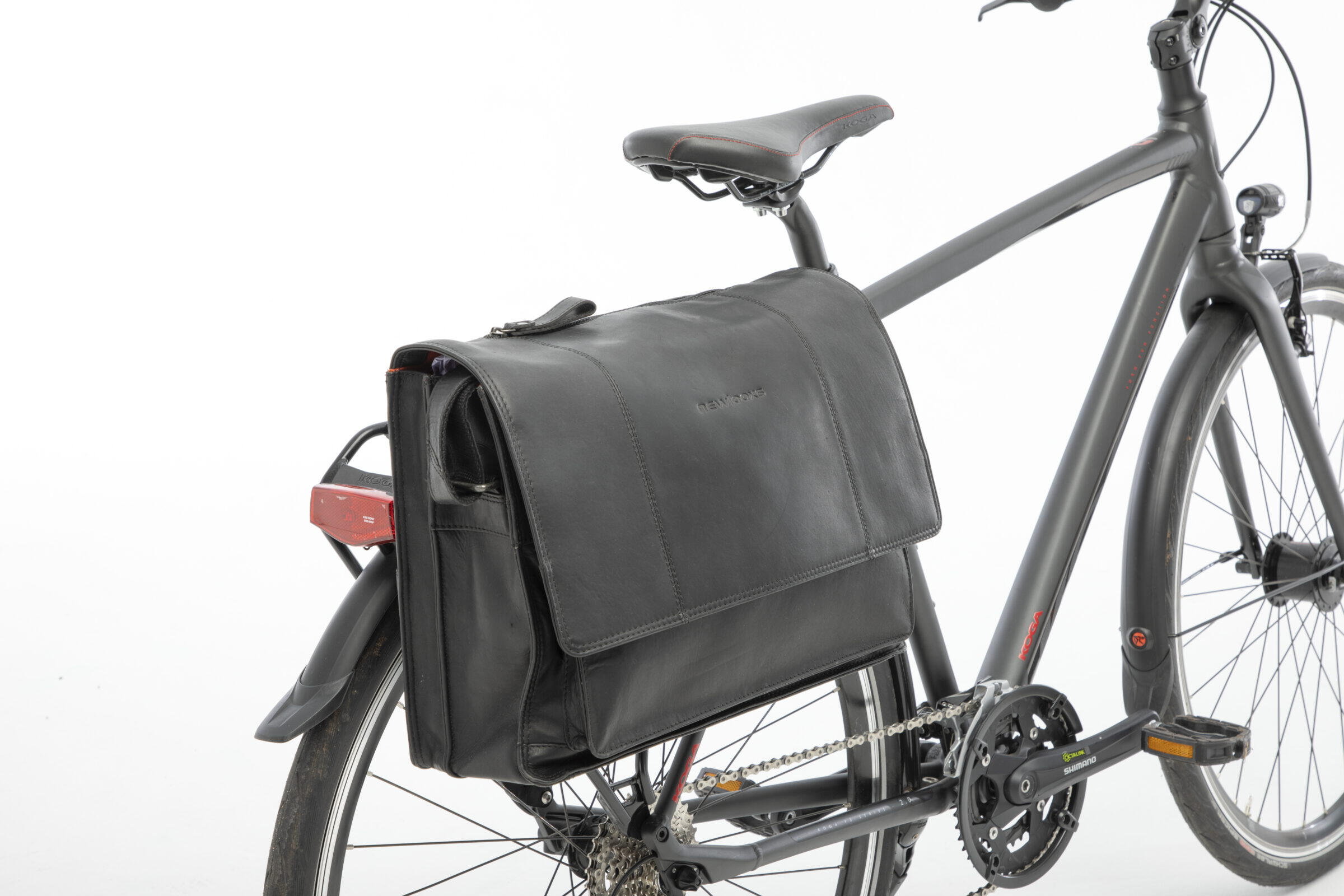 Borsa bici in pelle Fellini con tasca imbottita per laptop 15" (Nero) 4/7