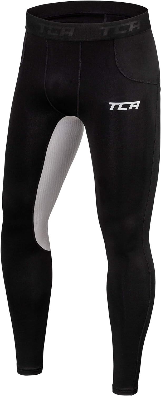 TCA Men's Super Thermal Compression Leggings - Black/Cool Grey
