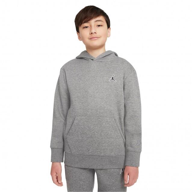 Felpa ragazzo jordan essentials grigio in cotone garzato