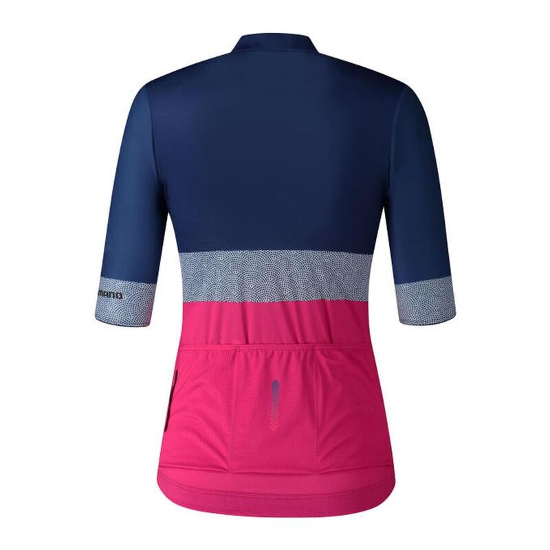 SHIMANO Maillot manches courtes W's YURI, bleu/rose