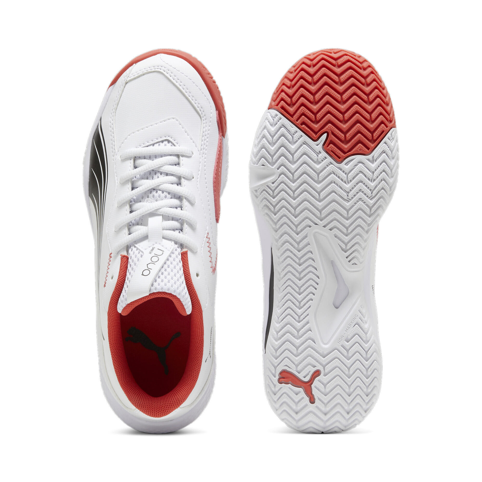 Chaussures de padel NOVA Smash Enfant et Adolescent PUMA White Black Active Red 4/6