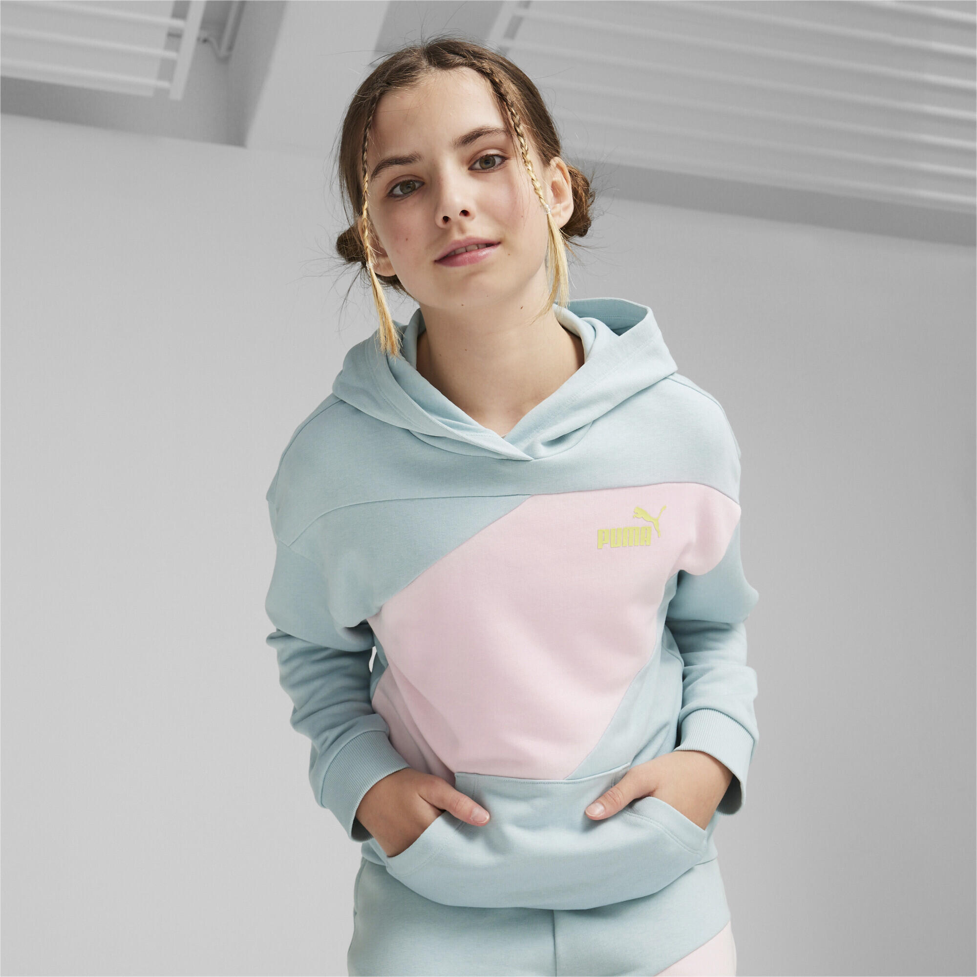 Hoodie Colorblock PUMA POWER Enfant et Adolescent PUMA Turquoise Surf Blue 2/5