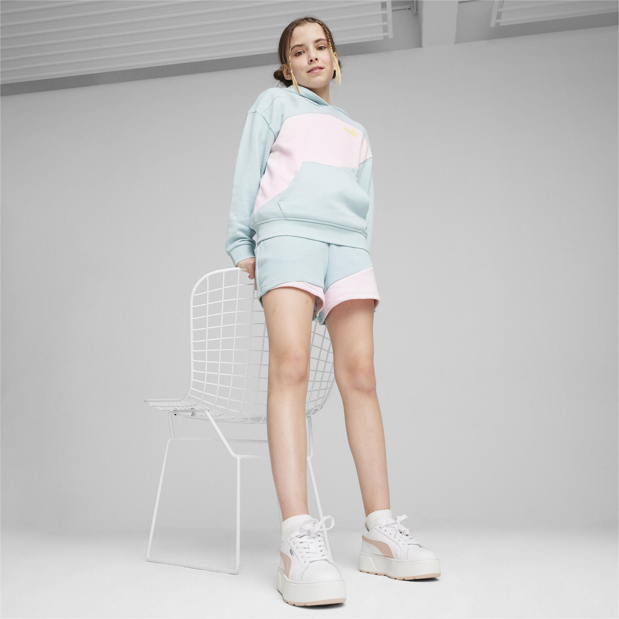 Hoodie Colorblock PUMA POWER Enfant et Adolescent PUMA Turquoise Surf Blue 4/5