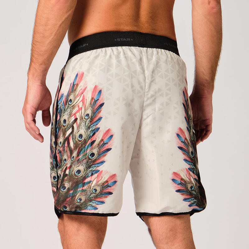 Short de beach-volley pour hommes avec un motif de plumes de paon