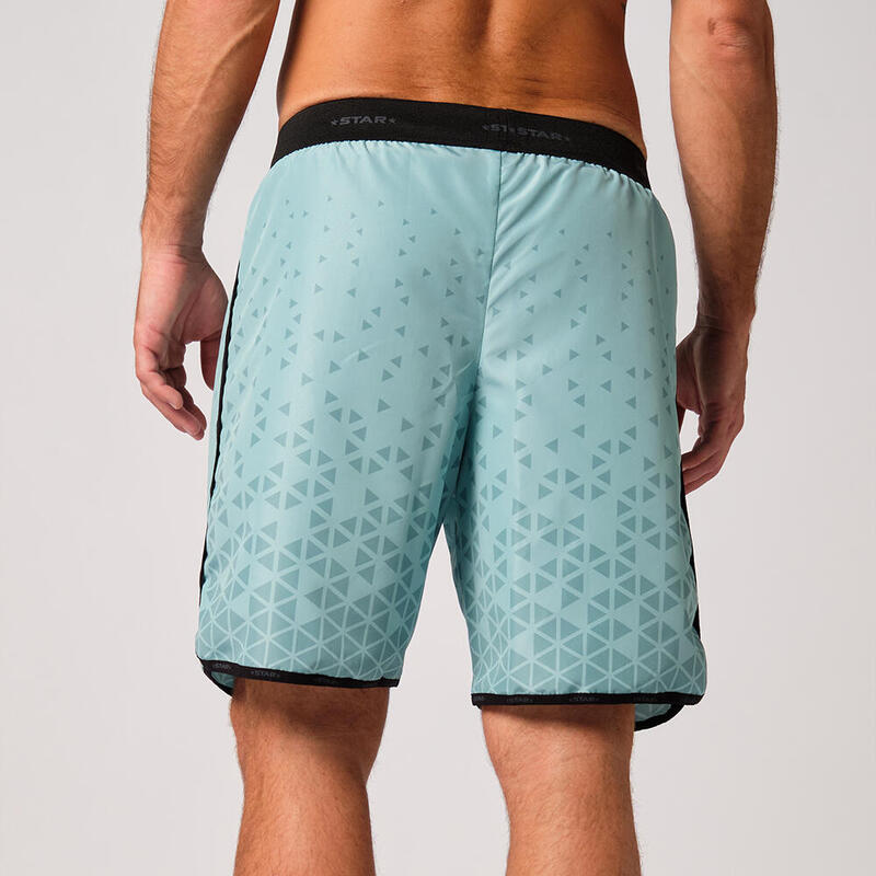 Short de beach-volley pour hommes avec un design de météorites bleu clair.