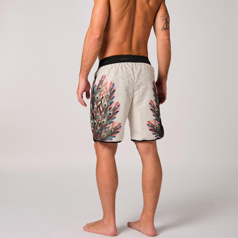 Short de beach-volley pour hommes avec un motif de plumes de paon