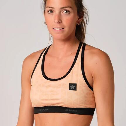 Top de beach-volley pour dames avec un design de météorites jaune sable