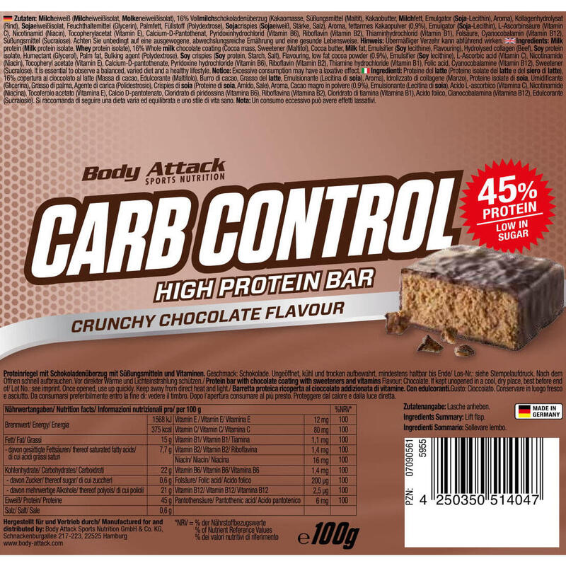 Boîte Carb Control High Protein Bar (15x100g) | Chocolat Blanc Cookie