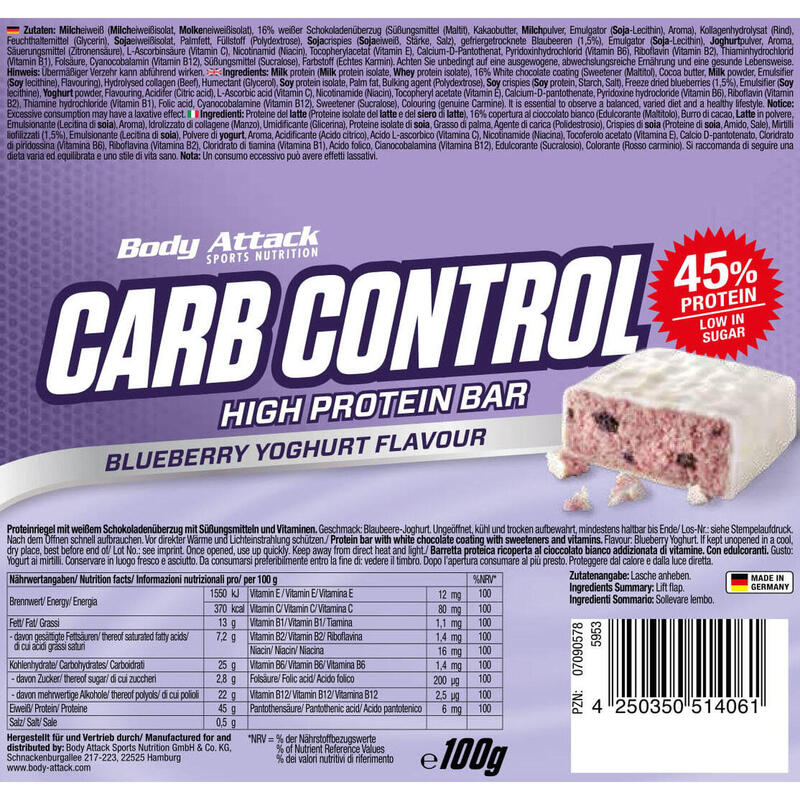 Boîte Carb Control High Protein Bar (15x100g) | Crunchy Chocolate