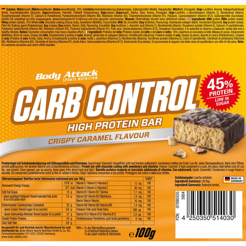 Boîte Carb Control High Protein Bar (15x100g) | Chocolat Blanc Cookie