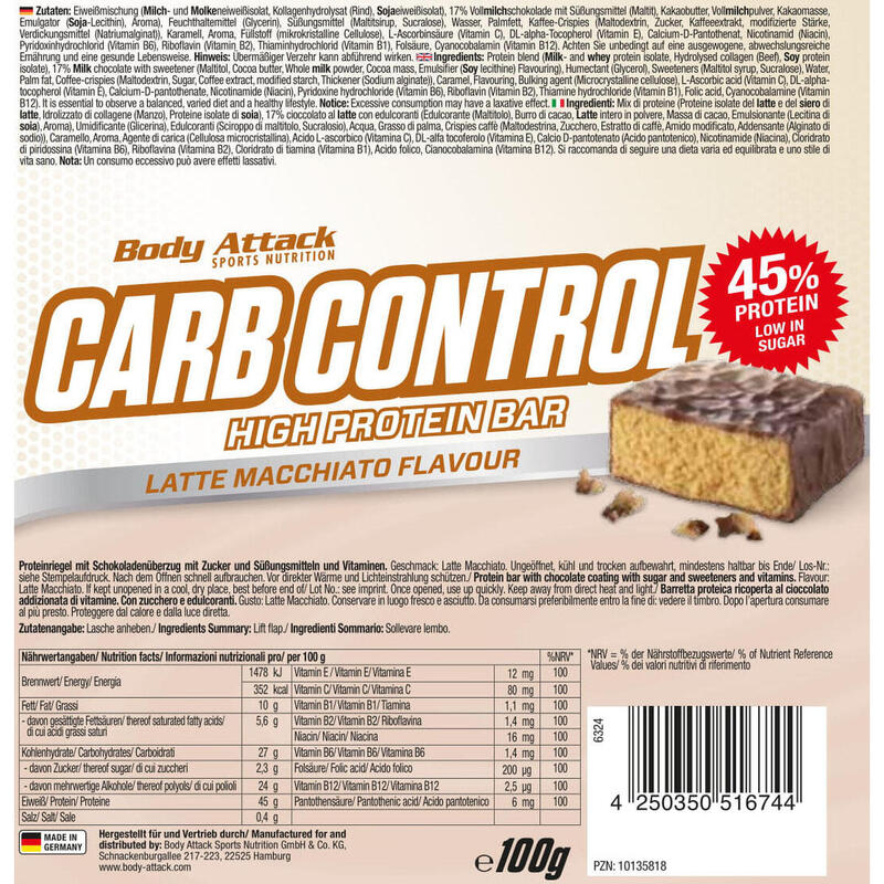 Boîte Carb Control High Protein Bar (15x100g) | Crunchy Chocolate