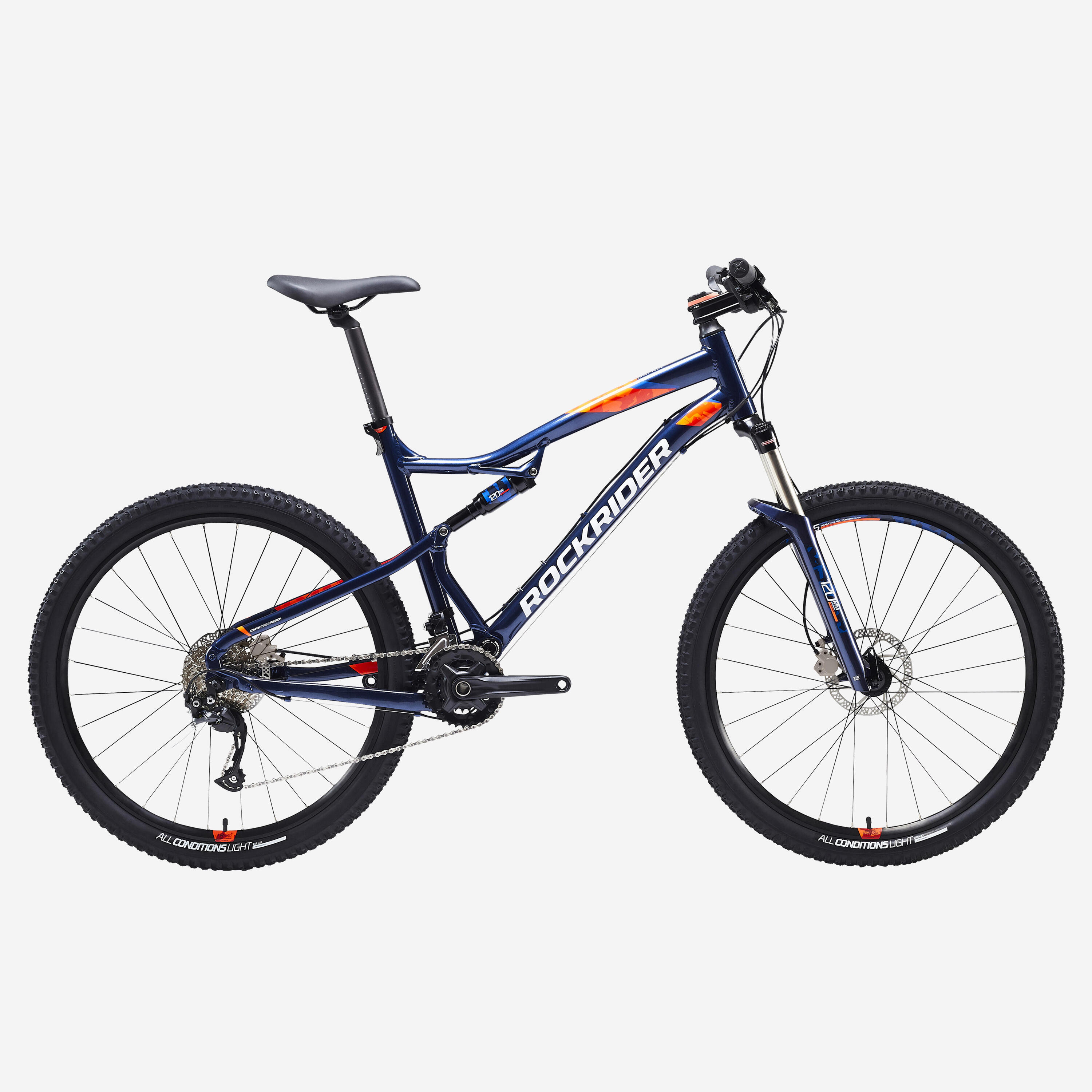 ROCKRIDER REFURBISHED 27.5 INCH FULL SUSPENSION MOUNTAIN BIKE ST 540 S - BLUE - C GRADE