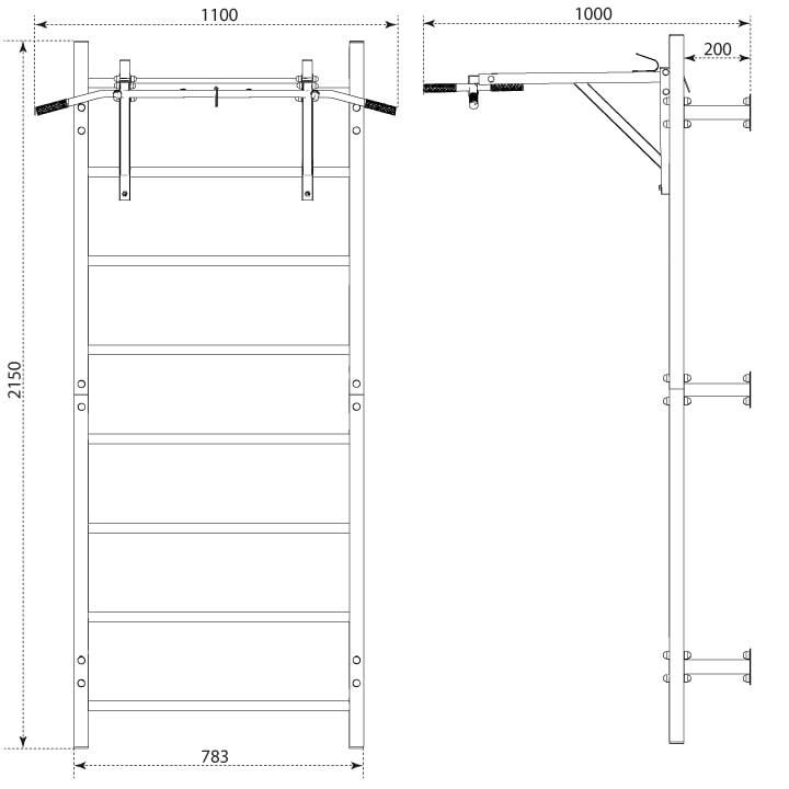 Indoor and Outdoor Swedish Ladder Wall Bars with Pull Up Dip Bar Training Set 7/7