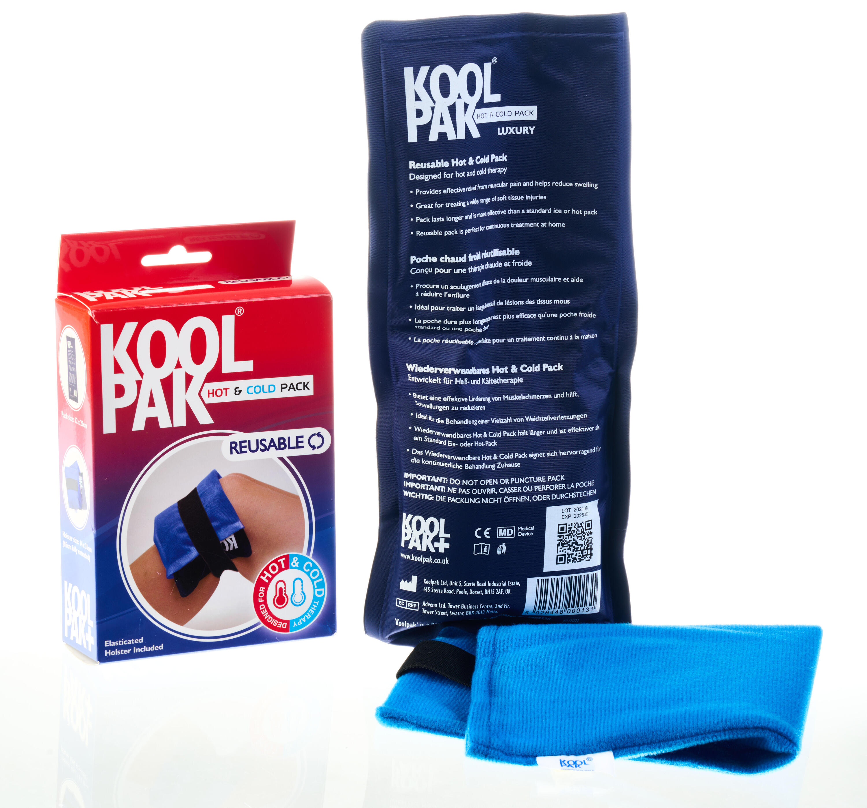 Koolpak Luxury Reusable Hot Cold Pack - 12 x 29cm with Elasticated Holster 2/5