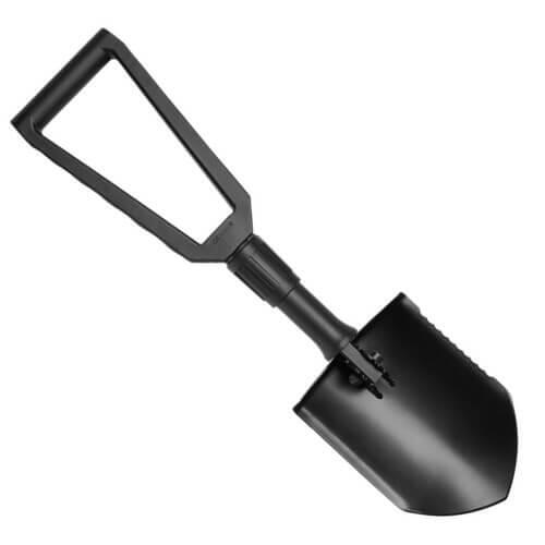 Pioneersschop Folding Spade Serrated opvouwbare schep - Zwart