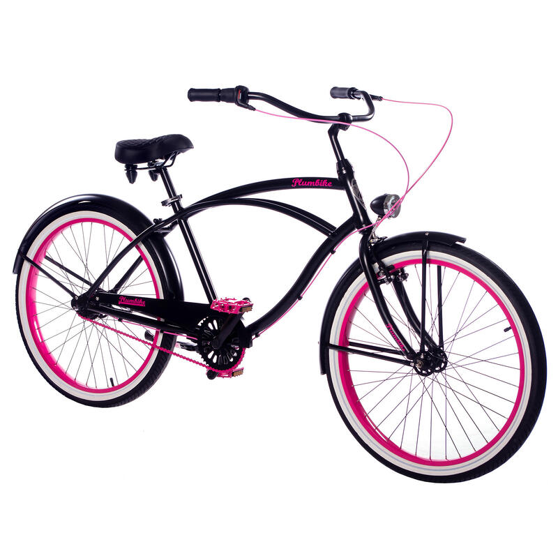 Rower miejski damski Plumbike Rider Go Girl Pink 7B z hamulcem v-brake