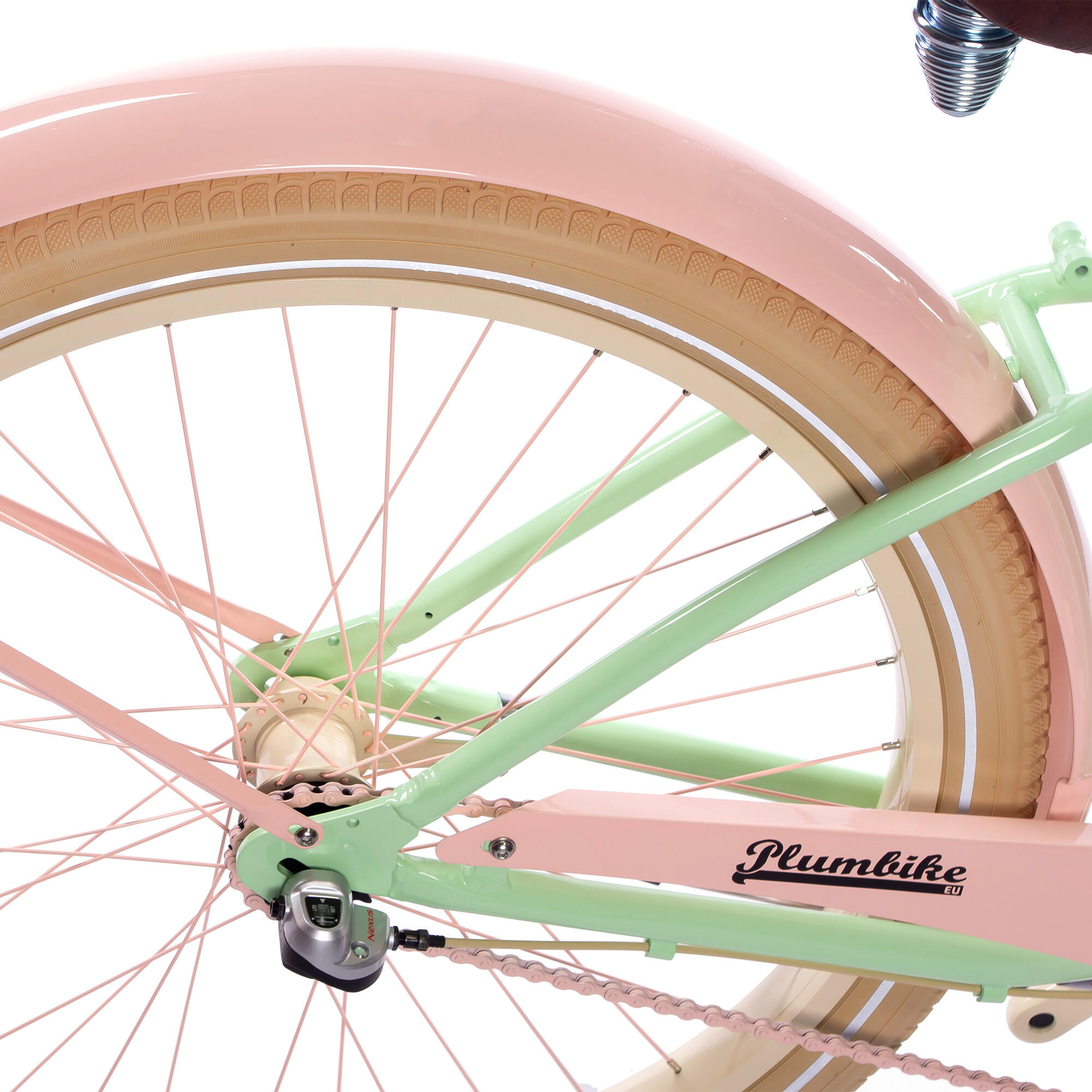 Rower miejski damski Plumbike Rider Go Girl Pistachio 3B z hamulcem v-brake 5/7