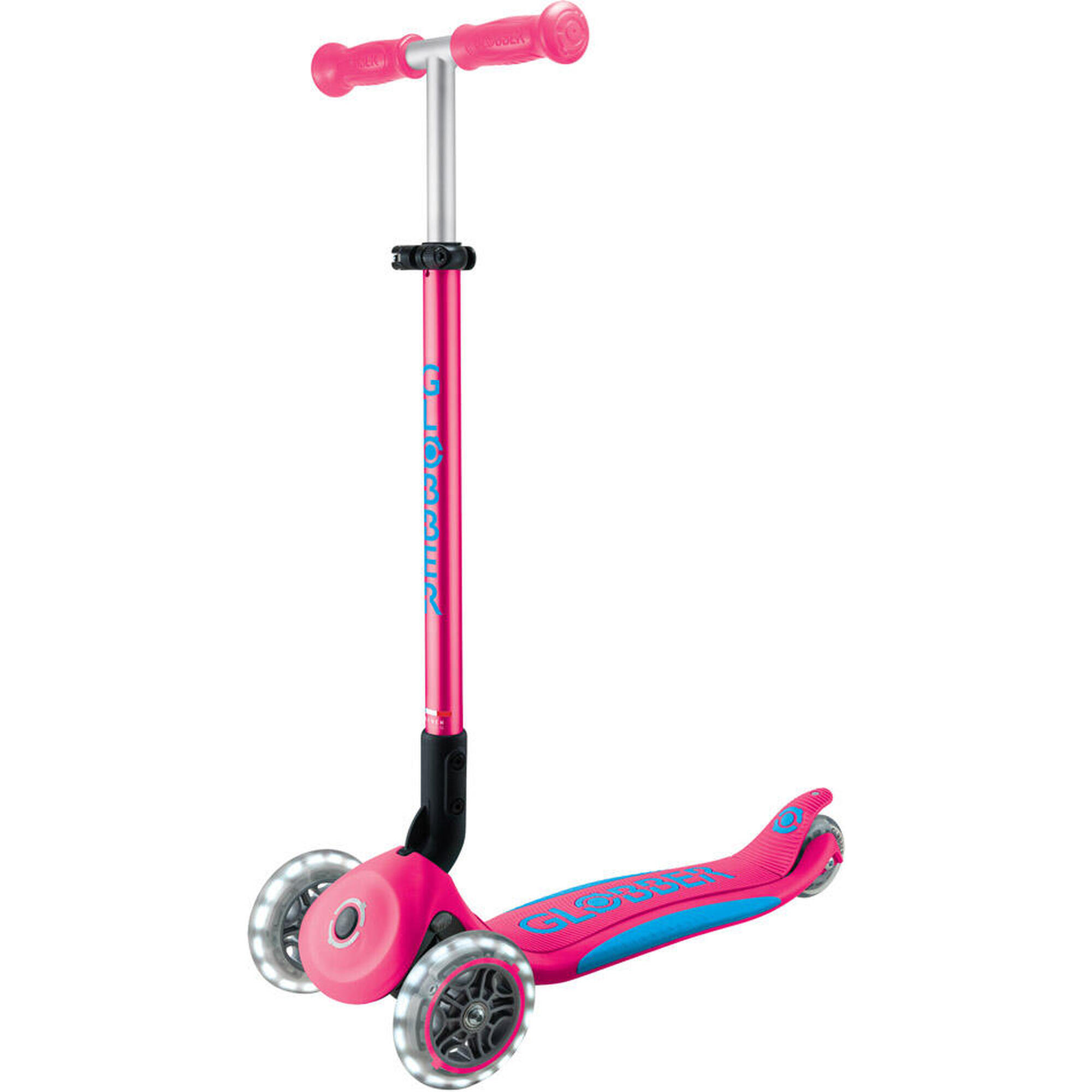 Mini t Scooter Primo Pieghevole Plus Luci Fucsia - Azzurro