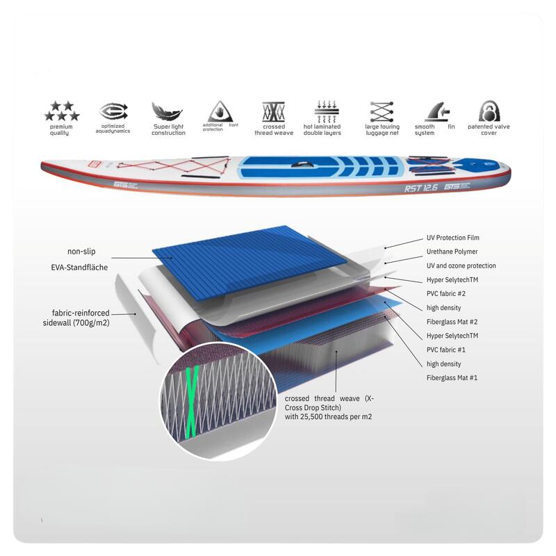 SUP-Board Paddle Insuflável 'RST 12.6 x 29.5' Qualidade Premium