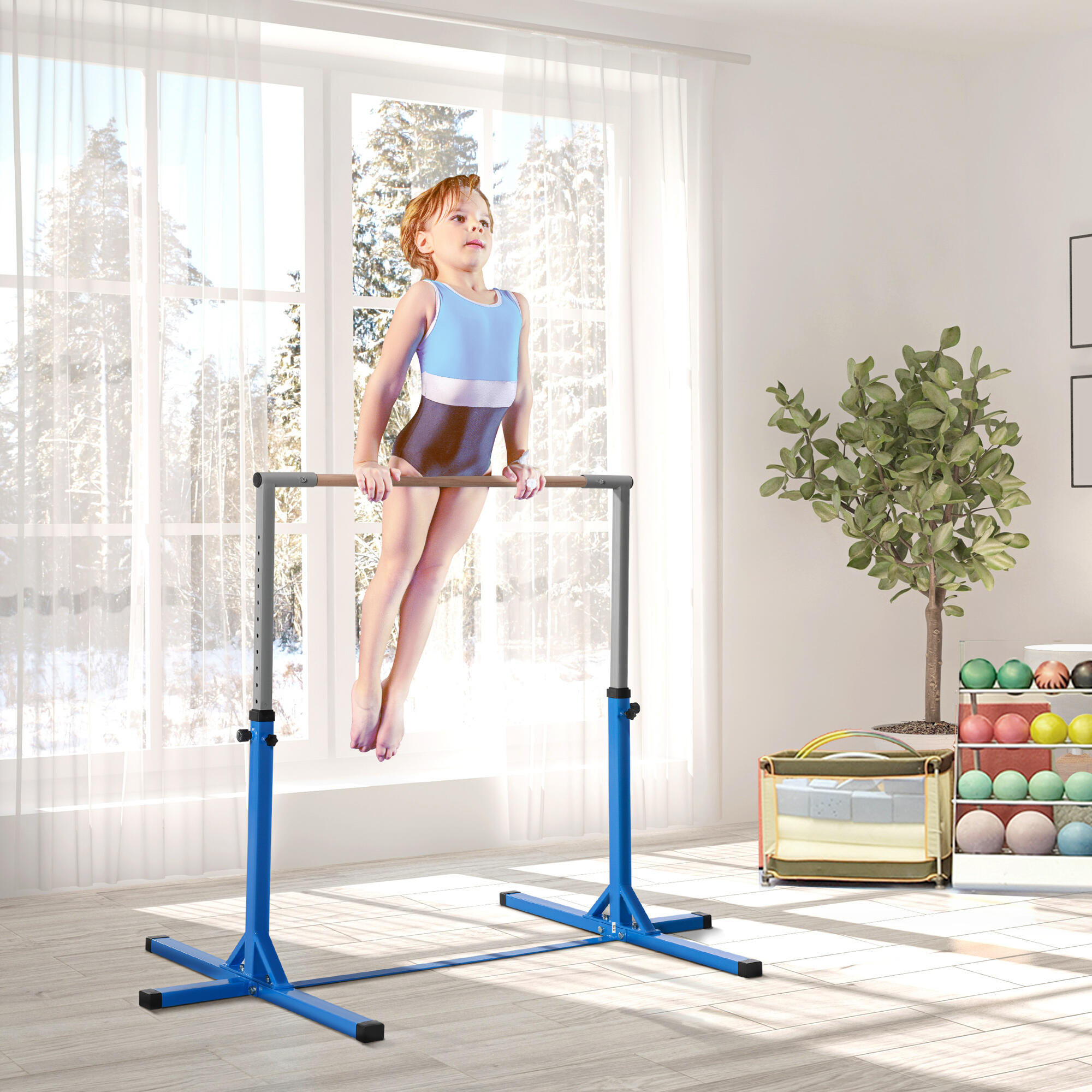 Barra de Gimnasia HOMCOM 194x121x150 cm Azul 2/7