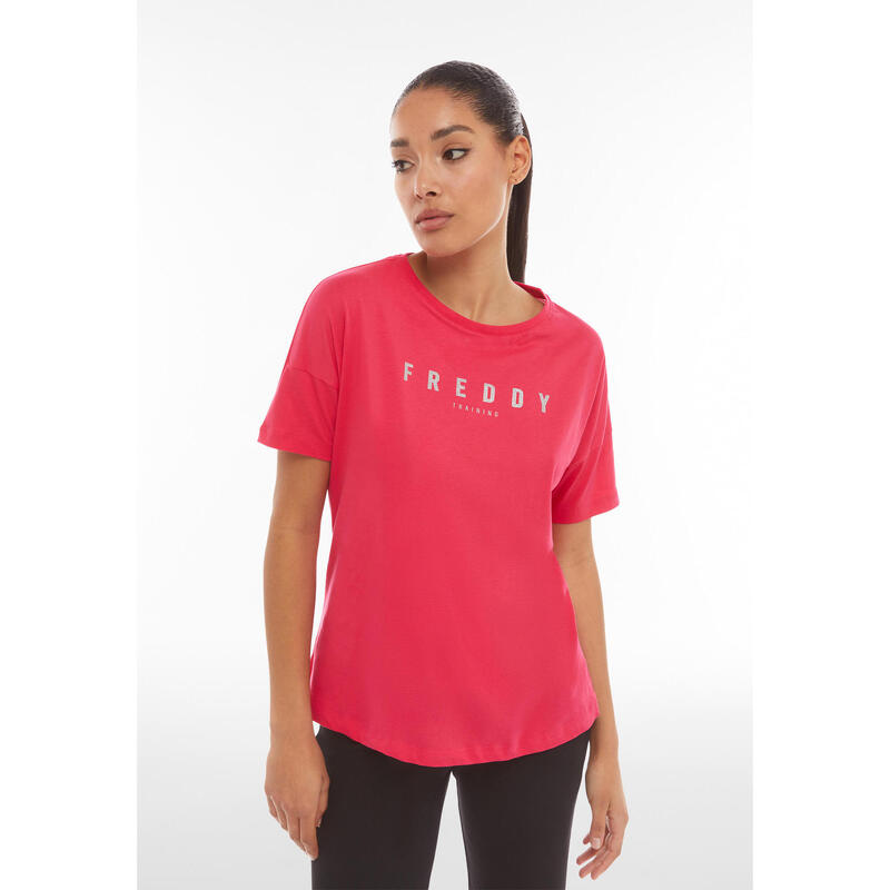 T-shirt confortable pour femmes en jersey léger avec logo pailleté