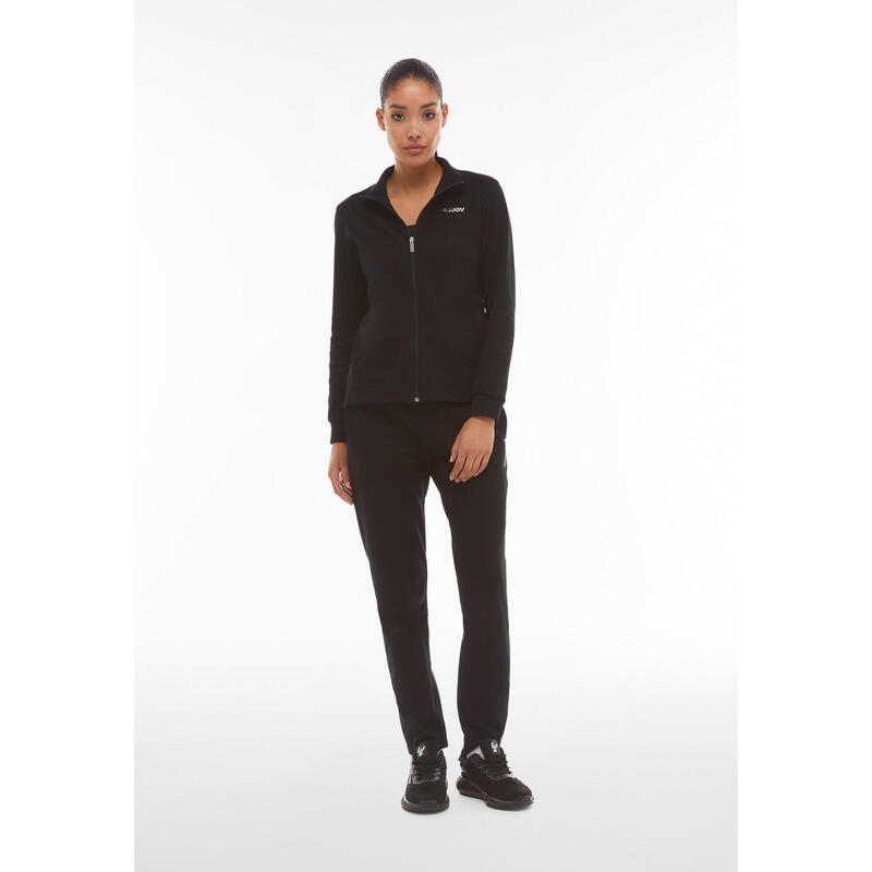 Tuta donna in cotone interlock con zip e collo alto