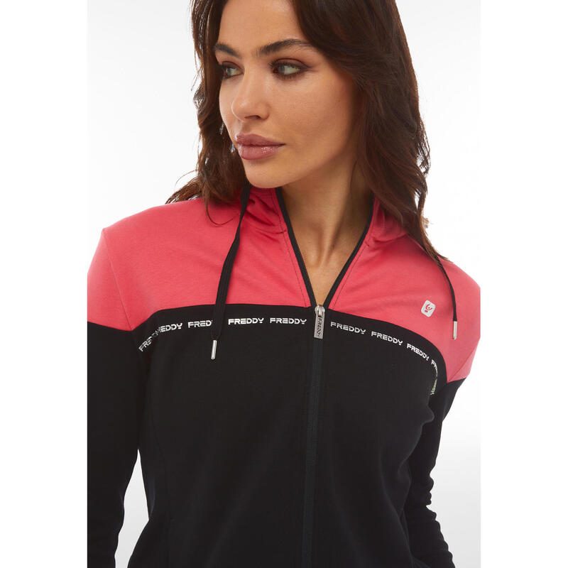 Survêtement pour femmes en coton interlock avec sweat-shirt bicolore