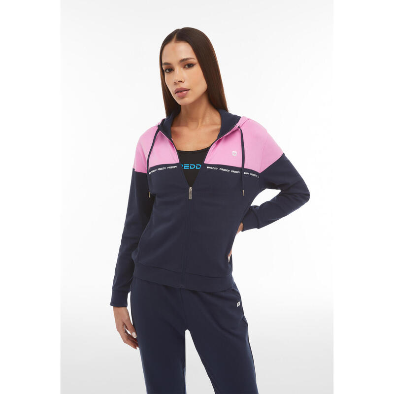 Survêtement pour femmes en coton interlock avec sweat-shirt bicolore