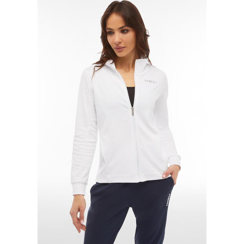 Tuta donna in cotone interlock con zip e collo alto