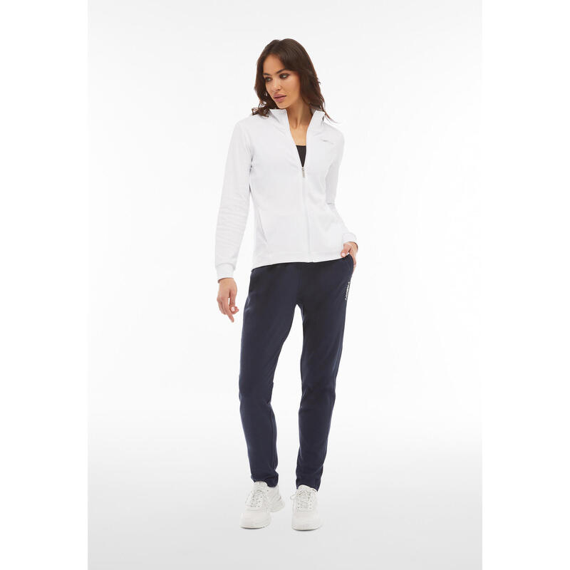 Tuta donna in cotone interlock con zip e collo alto