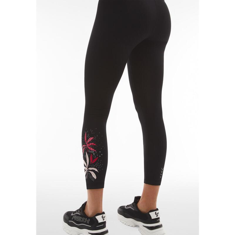 Legging 7/8 à taille haute avec imprimé tropical sur le bas