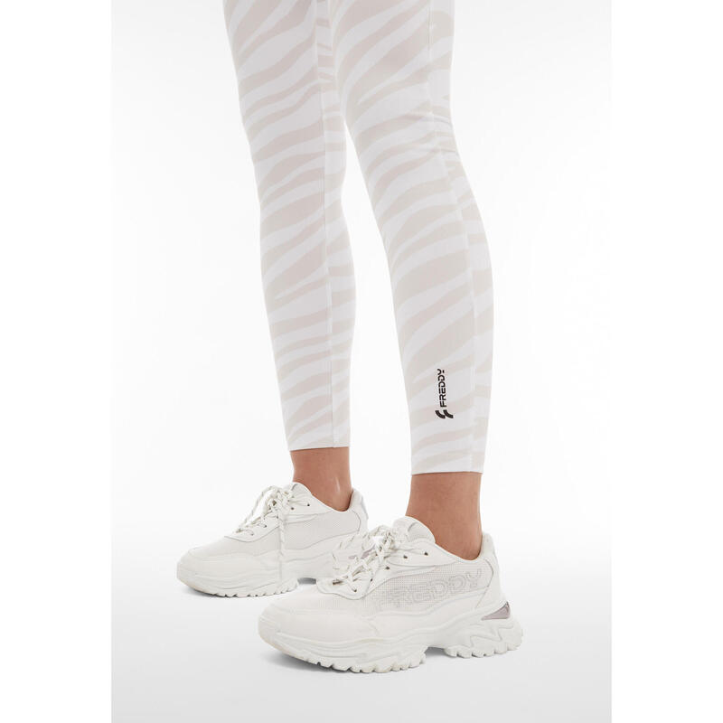 Leggings in jersey stretch stampa zebrata in tono