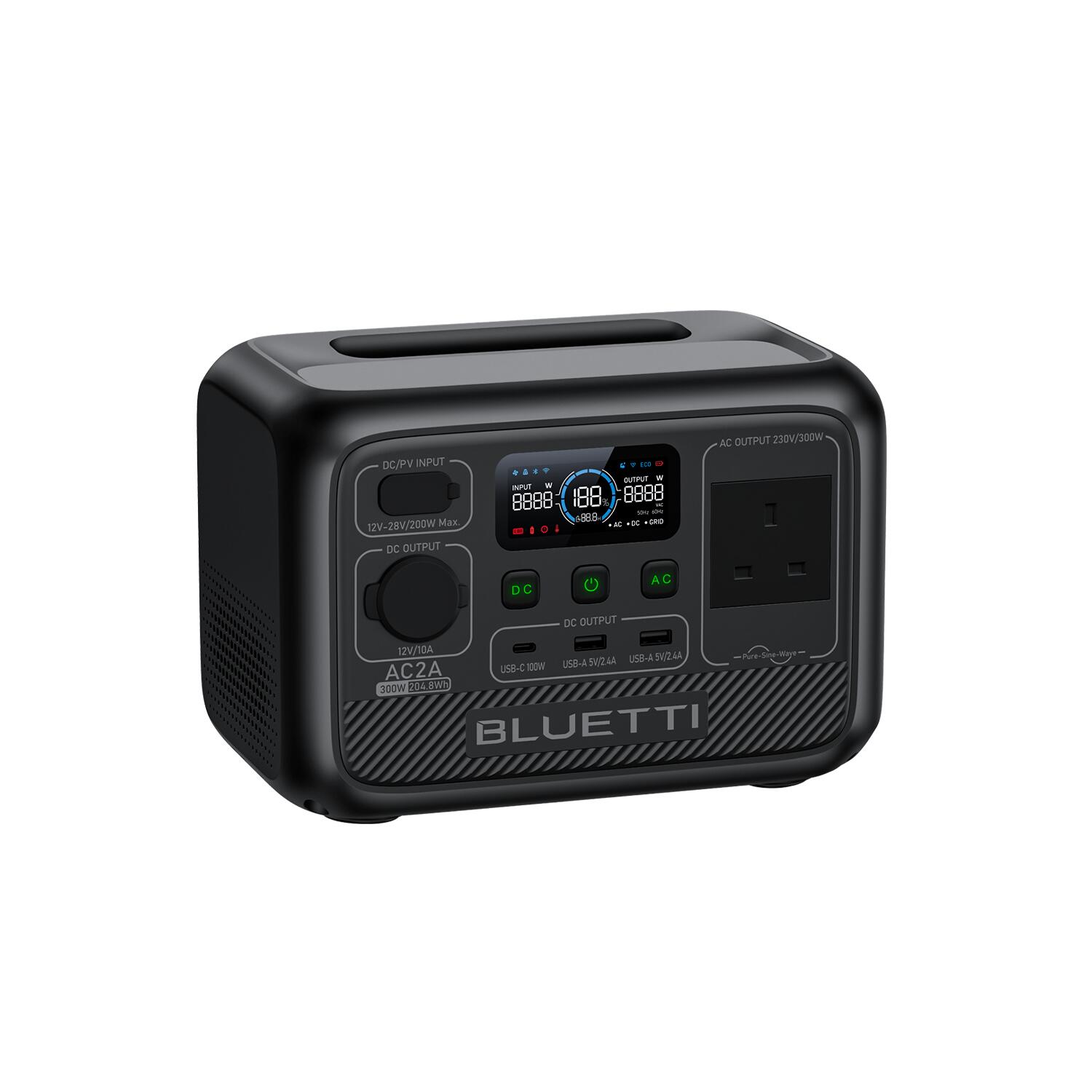 BLUETTI BLUETTI AC2A 300W/204Wh Portable Power Station LiFePO4 for Camping, Emergency