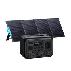 BLUETTI AC2A+PV200 zonnegenerator kit, 204Wh/300W LiFePO4 batterij voor Camping