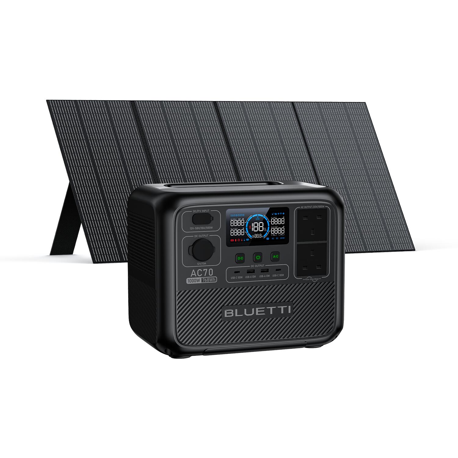 BLUETTI BLUETTI AC70+PV350 Solar Generator 1000W/768Wh LiFePO4 for Camping, Emergency