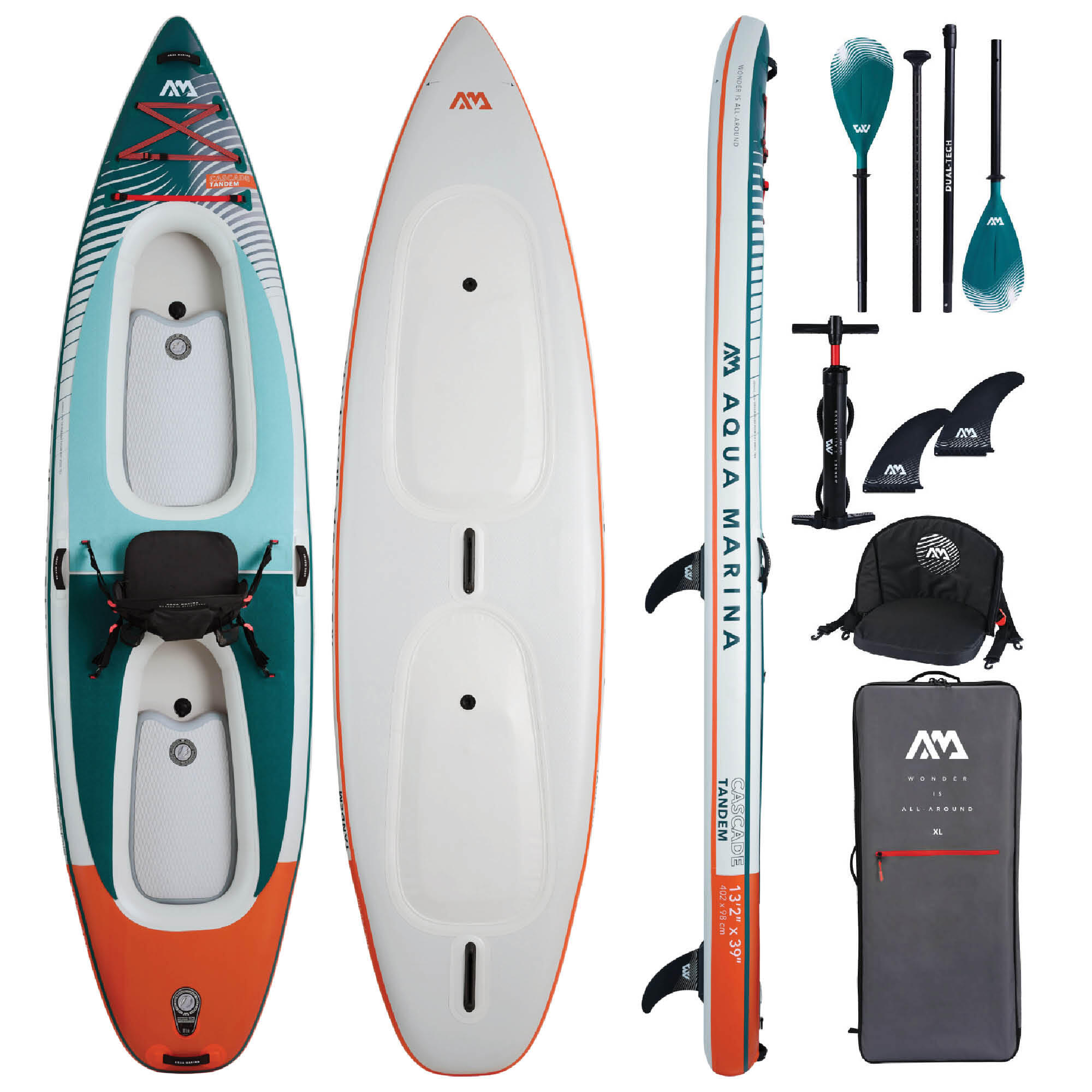 Aqua Marina CASCADE TANDEM 13ft2 / 402cm Hybrid - Paddleboard to Kayak 1/7